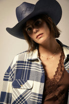 Unisex Laredo Panama Straw Cowboy Hat in the color Navy - Additional Fit image