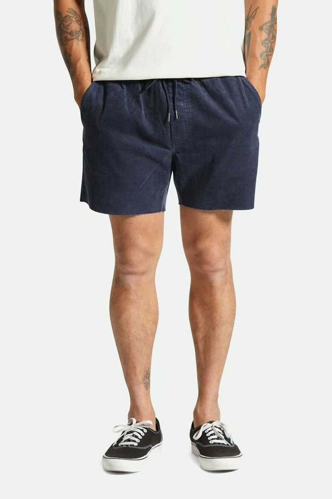 Men's Fit, Front View | Madrid II Corduroy Short 5" - Washed Navy Cord