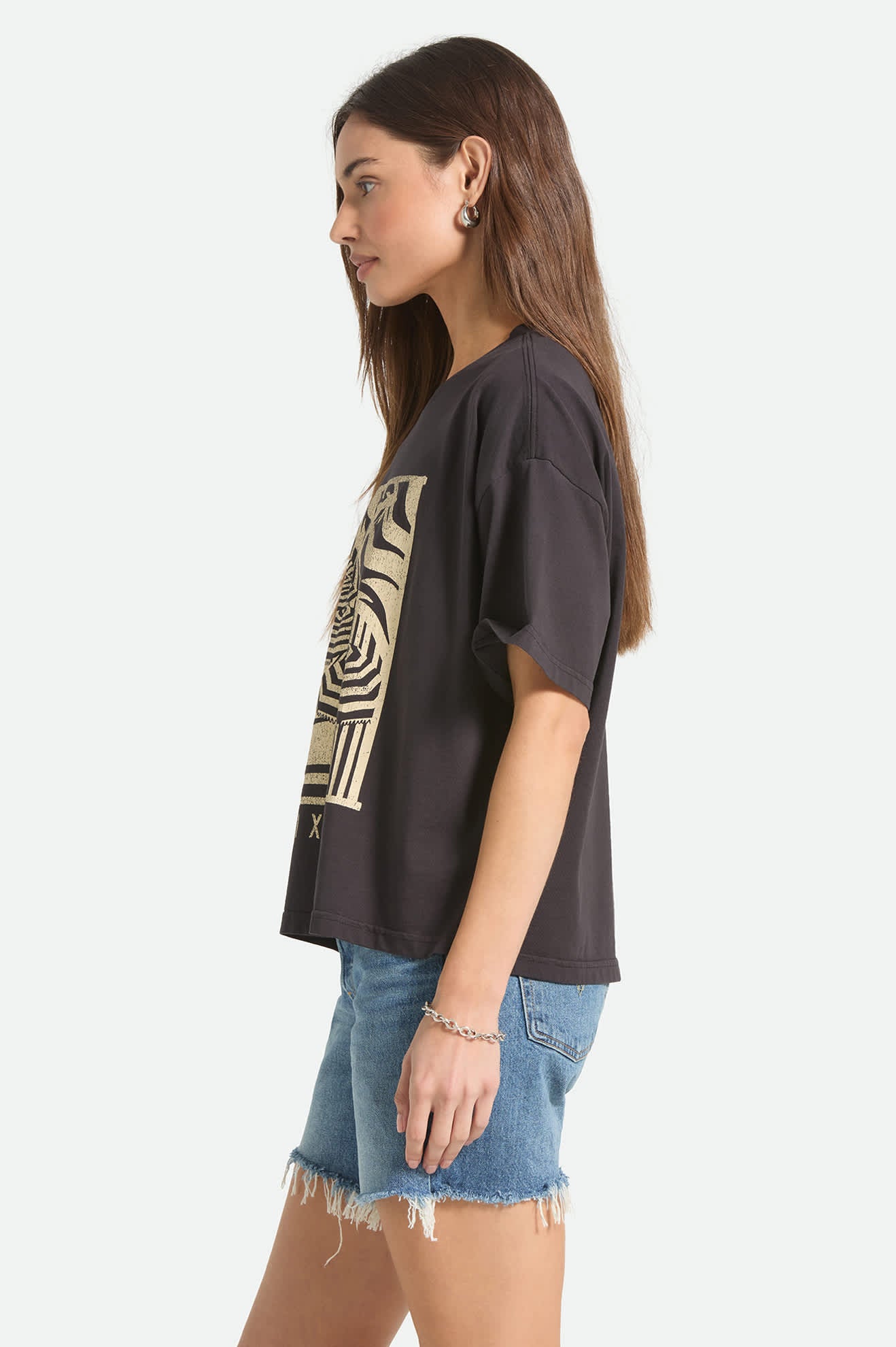 Women's Poolside Boxy Crew T-Shirt in the color Washed Black - Women's Side View
