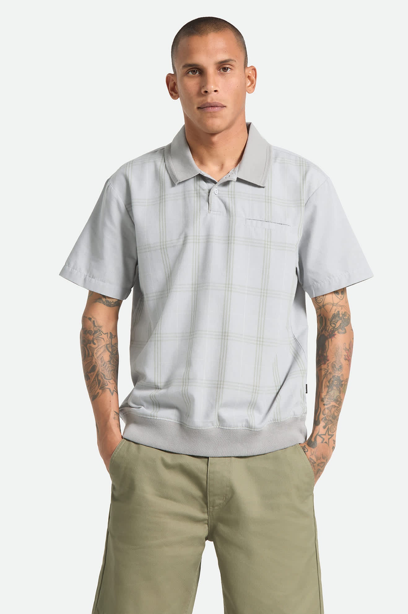 Men's Trolly Jacquard Weekend Short Sleeve Polo in the color Blue Aura - Men's Front View
