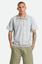 Men's Trolly Jacquard Weekend Short Sleeve Polo in the color Blue Aura - Men's Front View