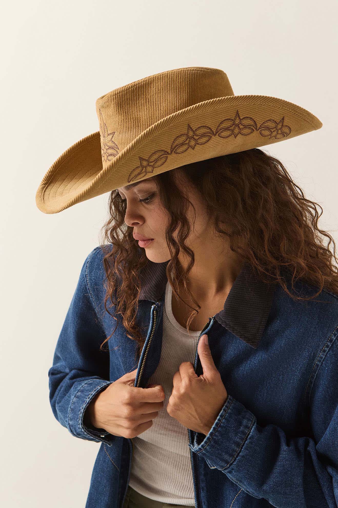 Unisex Colter Cowboy Hat in the color Khaki - Women's Side View