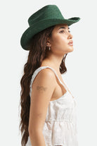 Women's Odessa Straw Packable Cowboy Hat in the color Primal Green - Women's Side View