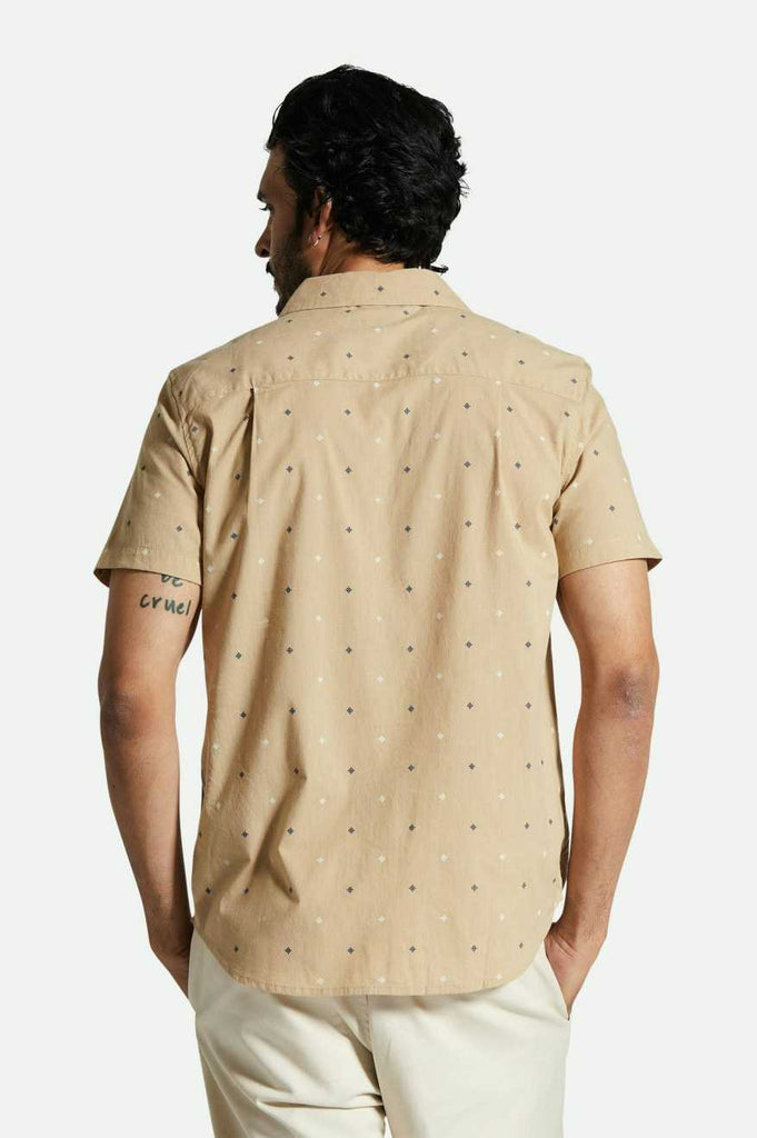 Men's Fit, Back View | Charter Print S/S Woven Shirt - Sand Pyramid