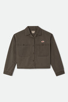 Women's Utopia Overshirt in the color Walnut Brown - Front Product Laydown Image