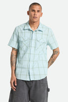 Men's The Breezy Wayne Short Sleeve Shirt in the color Seafoam Plaid - Men's Front View