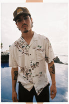 Men's Fit, Extra Shot | Bunker Slub S/S Camp Collar Woven Shirt - Off White/Map