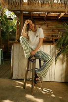 Women's The Lola Lounge Pant in the color Sublime Green Checkerboard - Women's Lifestyle 3.0