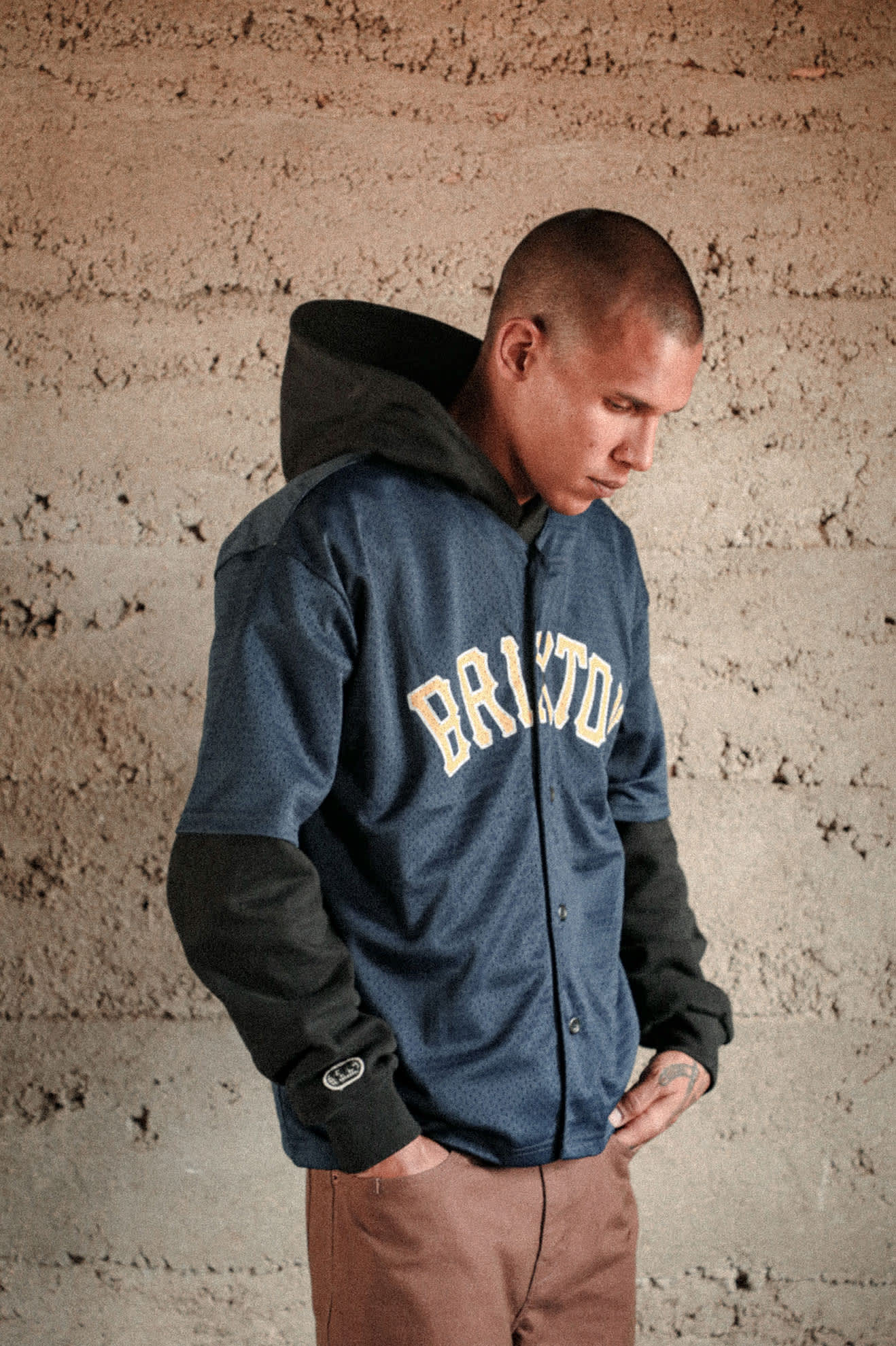 Men's The Brixton Mesh Short Sleeve Baseball Jersey in the color Washed Navy - Men's Lifestyle 2.0