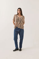 Women's Football Oversized Mesh Jersey in the color Multi Color Zigzag - Women's Front Fit Image