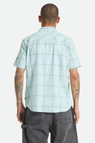 Men's The Breezy Wayne Short Sleeve Shirt in the color Seafoam Plaid - Men's Back View