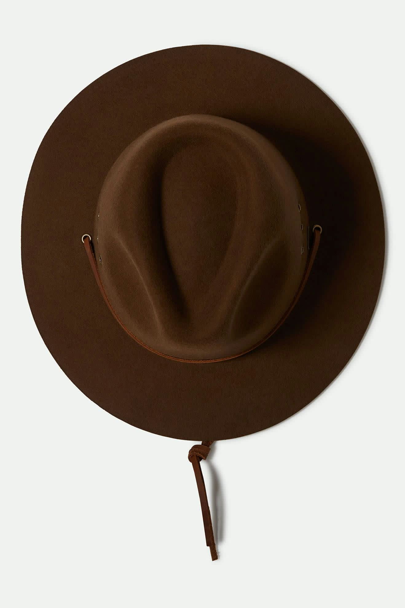 Unisex Wesley WTHR GUARD™ Packable Fedora in the color Coffee - Additional Laydown image