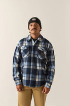 Men's Textured Durham Jacket in the color Classic Navy Plaid - Men's Front View