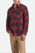 Men's Bowery Arctic Stretch Fleece in the color Adrenaline Rush/Mood Indigo Plaid - Men's Front View