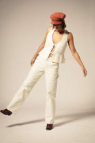 Women's Essex Painter Pant in the color Egret White - Additional Fit image