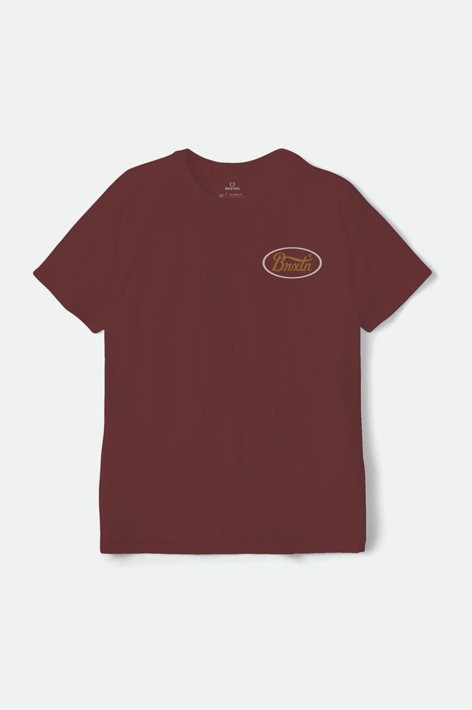 Brixton Parsons S/S Tailored Tee - Dark Burgundy/Golden Brown/Beige