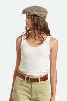 Unisex Brood Newsboy Cap in the color Oatmeal/Charcoal Houndstooth - Women's Side View