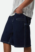 Men's Builders Carpenter Baggy Short in the color Rinse Denim - Additional Fit image