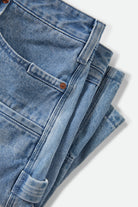 Men's Builders Carpenter Baggy Short in the color Washed Blue Denim - Additional Laydown image