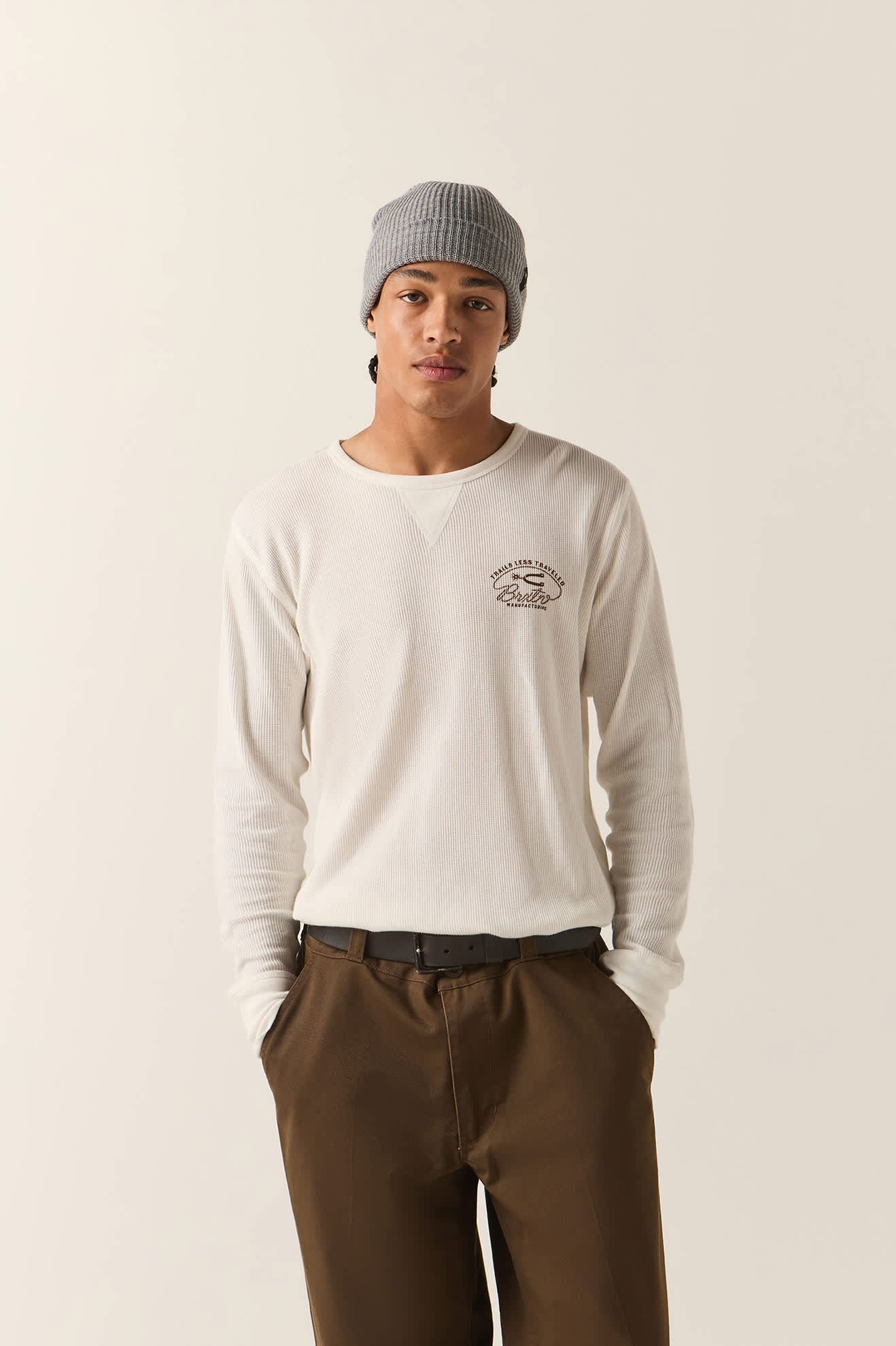 Men's Trails Waffle Knit Top in the color Off White - Men's Front View