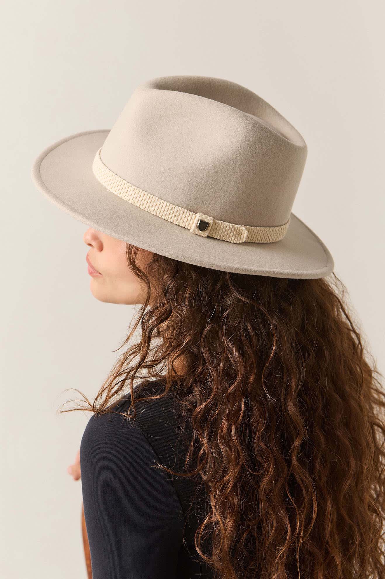 Unisex Messer Fedora in the color Beige/Cream - Women's Back View