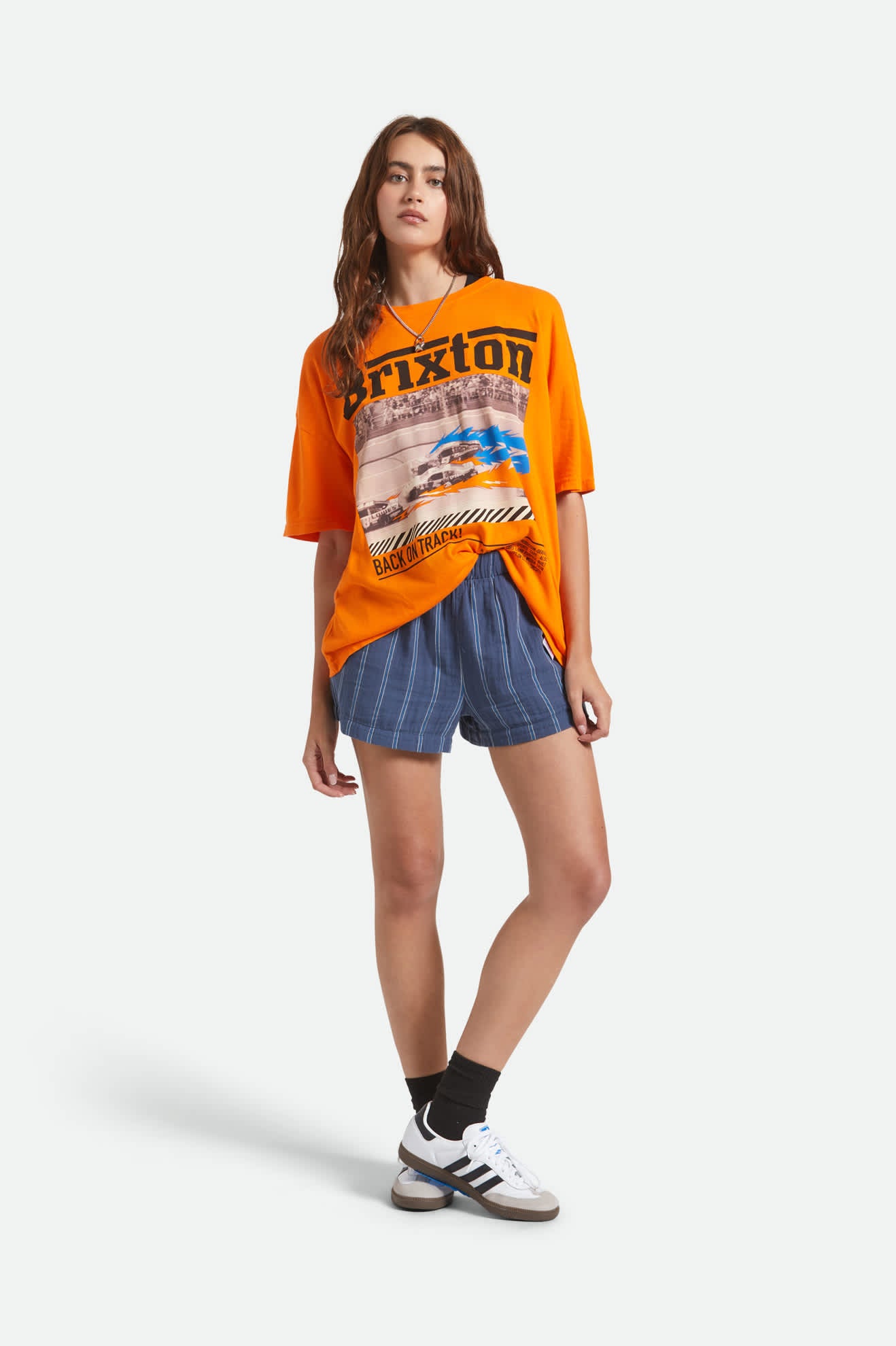 Women's Back On Track Oversized Boyfriend T-Shirt in the color Permission Orange - Additional Fit image