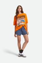 Women's Back On Track Oversized Boyfriend T-Shirt in the color Permission Orange - Additional Fit image