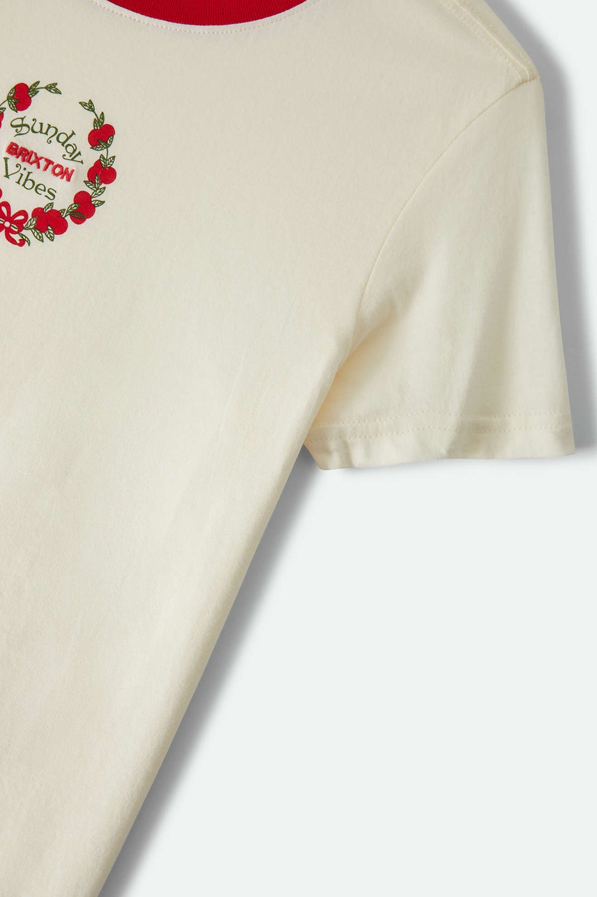 Women's Sunday Vibes Slim Crew T-Shirt in the color Off White - Additional Laydown image