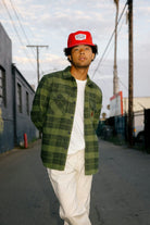 Men's Bowery Heavyweight L/S Flannel in the color Cypress Green/Black - Men's Lifestyle image