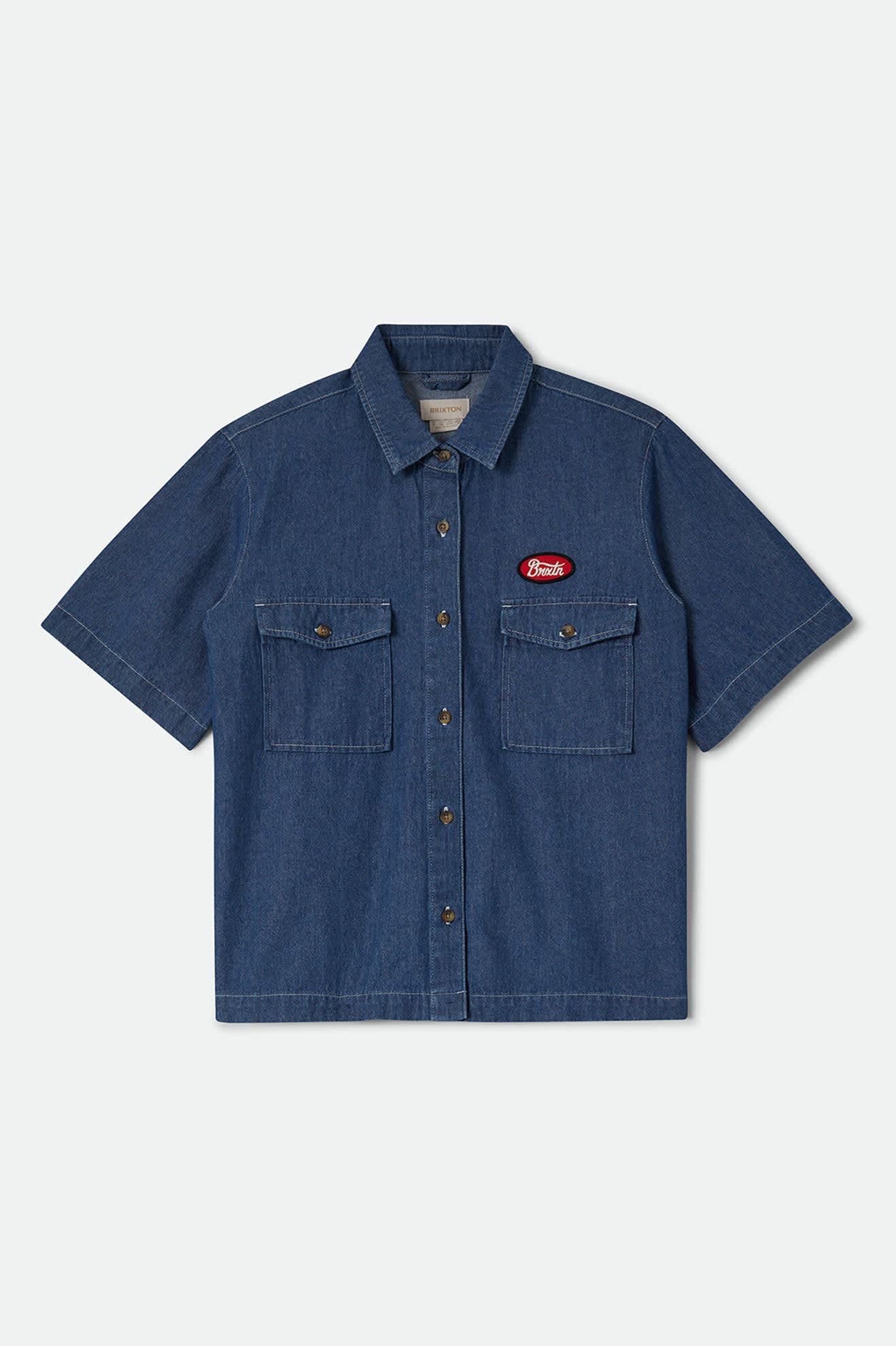 Women's Mechanics Women's Shirt in the color Medium Chambray - Front Product Laydown Image
