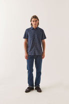 Men's Charter Print Shirt in the color Washed Navy/Micro Floral - Men's Front View