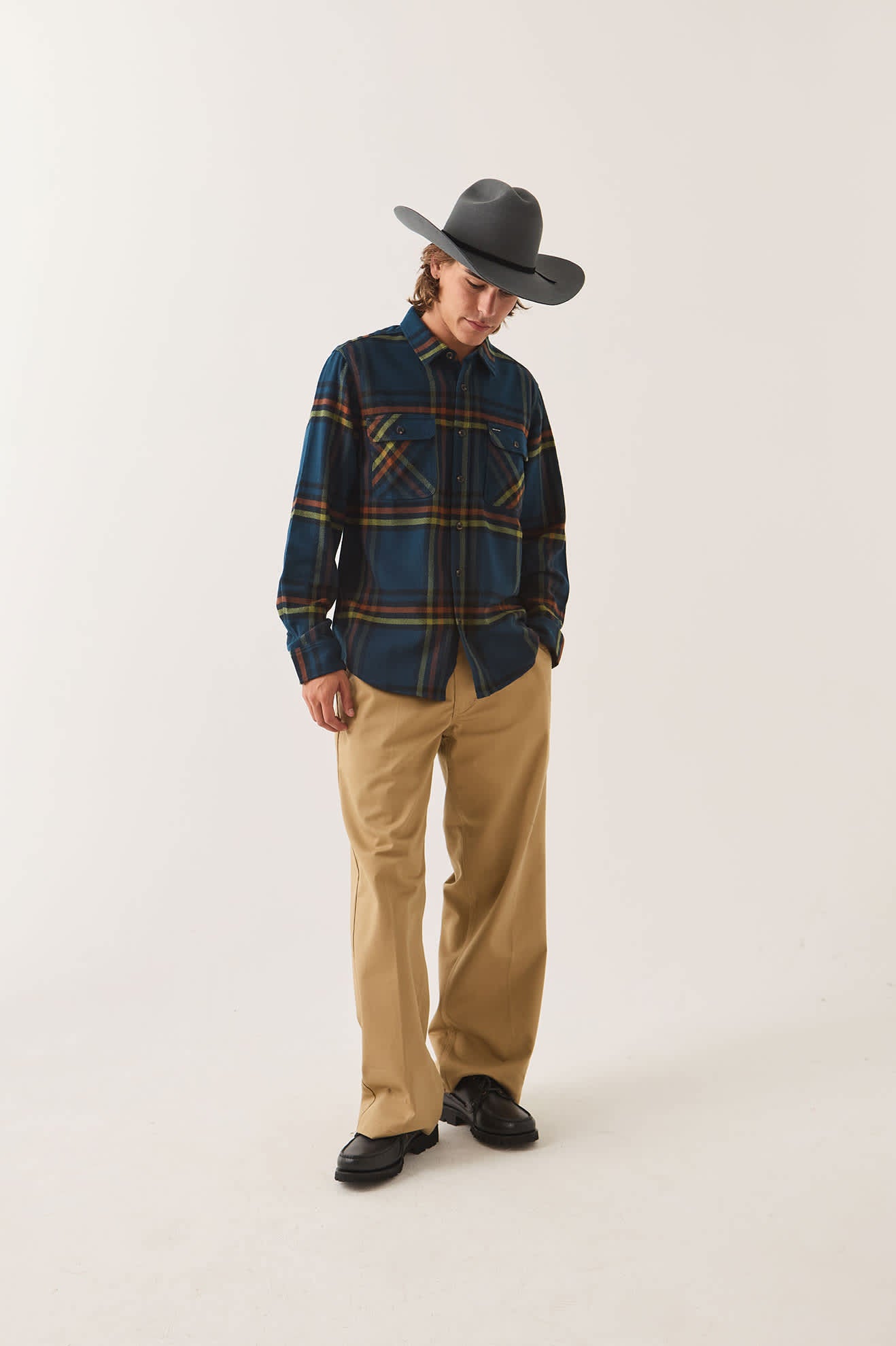 Men's Bowery Flannel in the color Marine Blue - Men's Front View