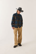Men's Bowery Flannel in the color Marine Blue - Men's Front View