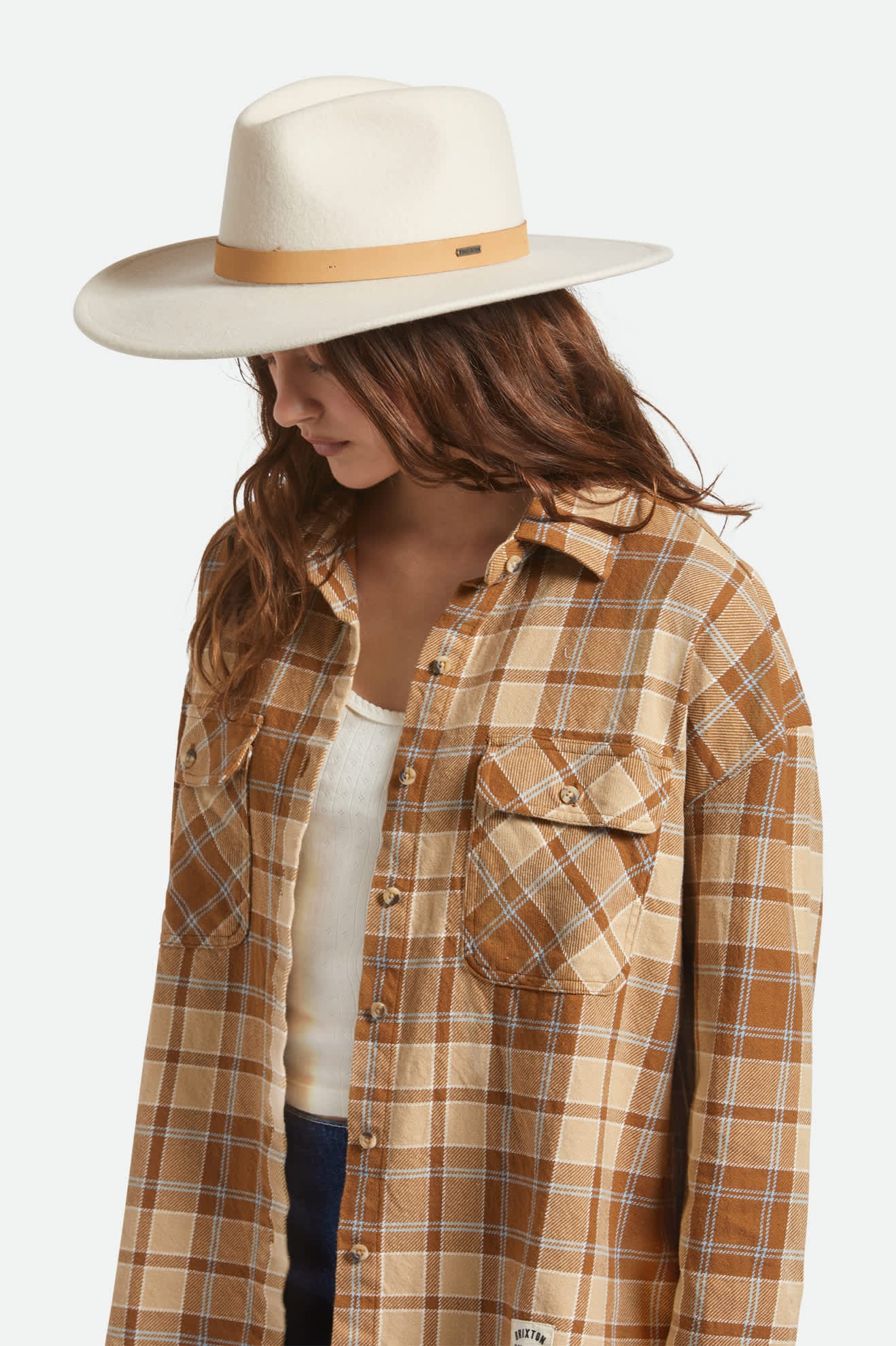 Women's Harper Felt Hat in the color Dove/Natural - Women's Front View