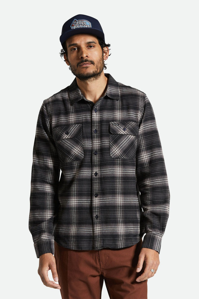 Men's Fit, Front View | Bowery Lightweight Ultra Soft Flannel - Charcoal/Black