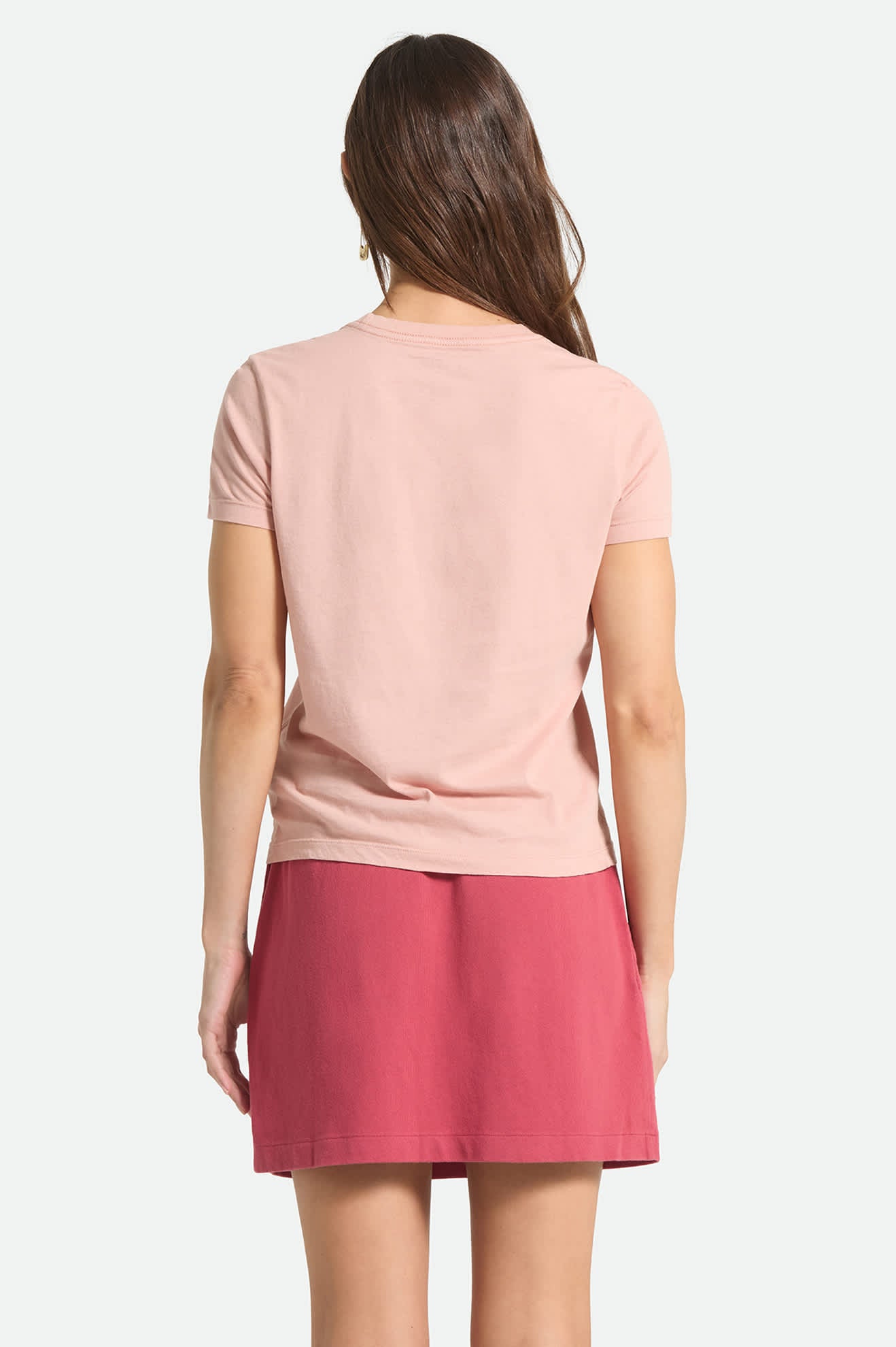 Women's Two Boots Slim Crew T-Shirt in the color Silver Pink - Women's Back View