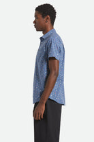Men's Charter Print S/S Shirt in the color Bering Sea/Micro Floral - Men's Side View