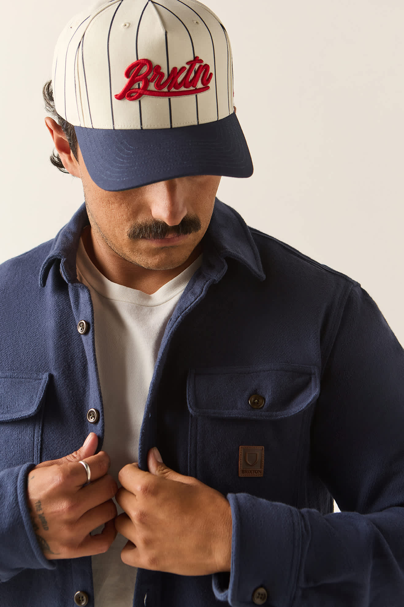 Men's Bowery Heavyweight Flannel in the color Washed Navy - Additional Fit image