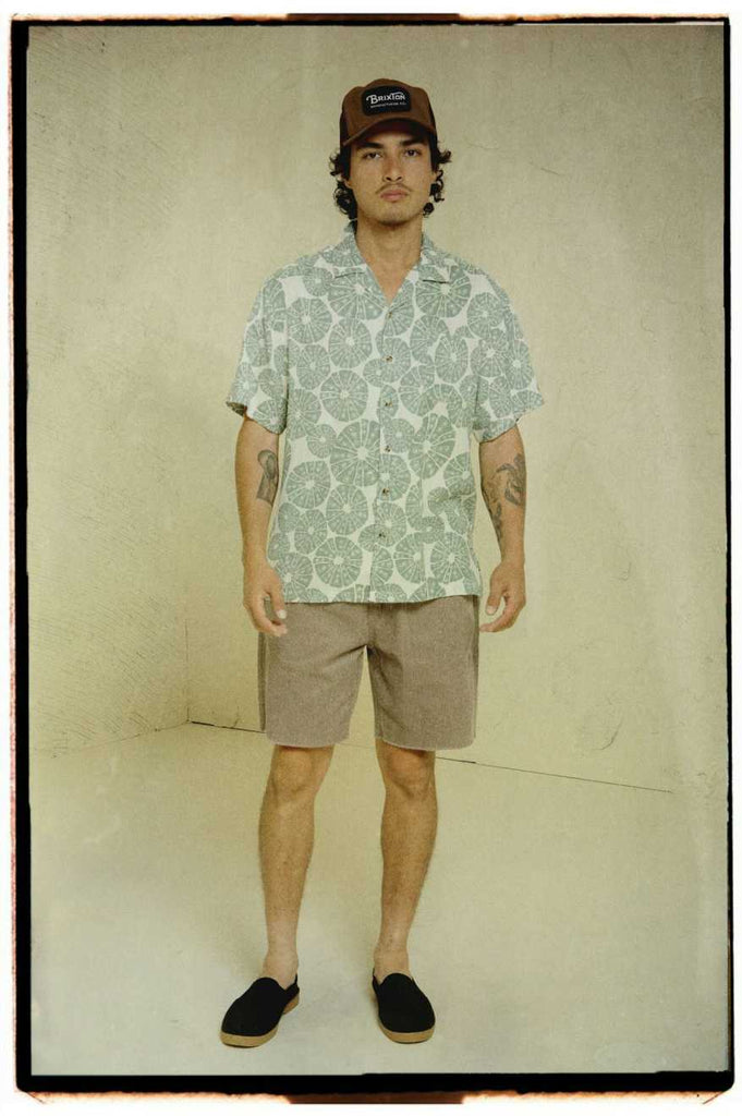 Men's Fit, Extra Shot | Bunker Slub S/S Camp Collar Shirt - Whitecap/Chinois Green