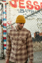 Men's Builders Bowery Stretch Water Resistant L/S Flannel in the color Pine Needle/Sunbaked - Men's Lifestyle image