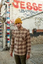 Men's Builders Bowery Stretch Water Resistant L/S Flannel in the color Pine Needle/Sunbaked - Men's Lifestyle image