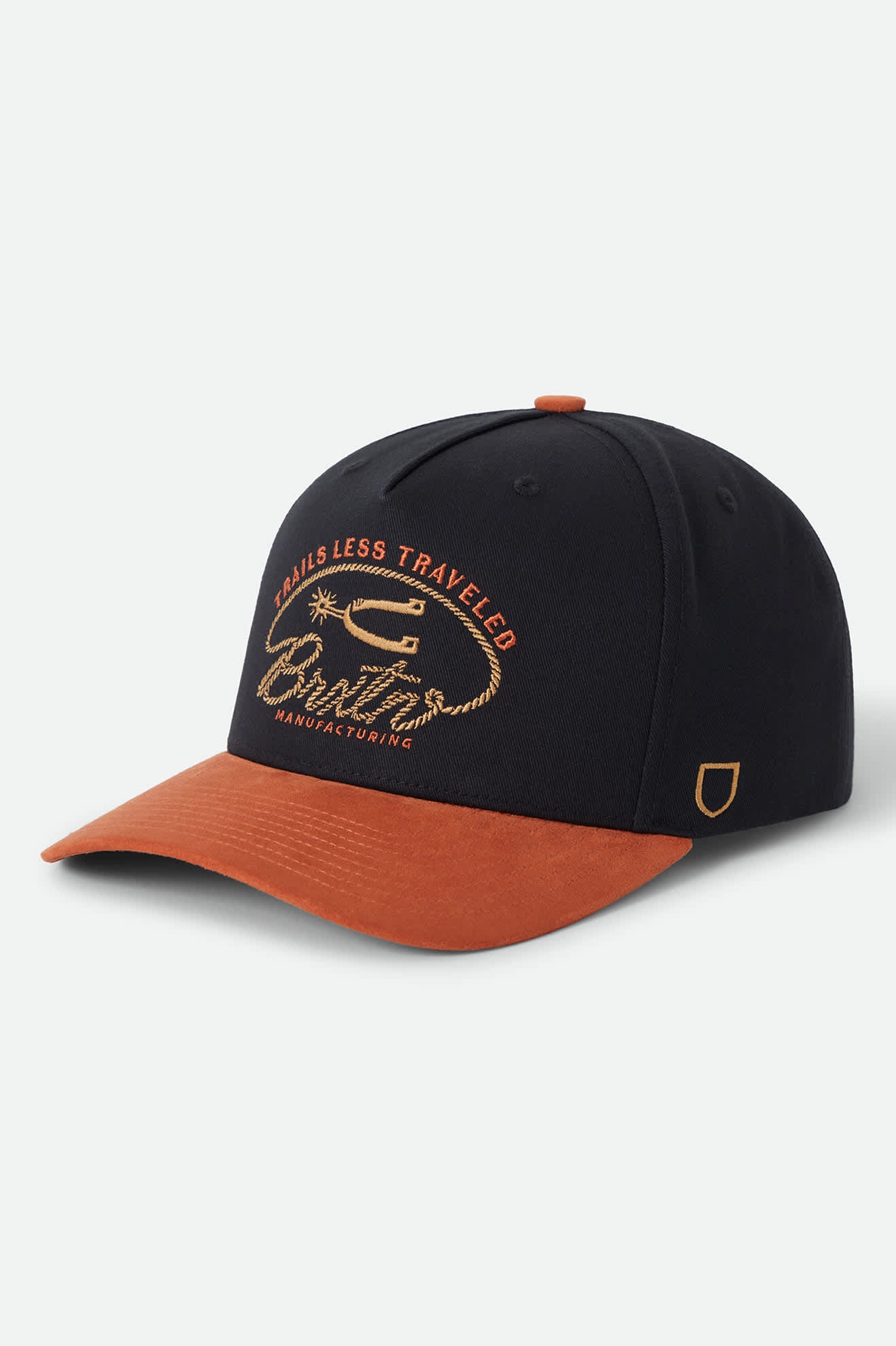 Unisex Trails Snapback in the color Black/Red Earth - Front Product Laydown Image
