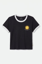 Women's Sunny Days Baby T-Shirt in the color Black/White - Front Product Laydown Image