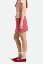 Women's Carefree Organic Garment Dye Lounge Skirt in the color Robust Red - Women's Side View