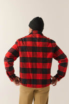 Men's Durham Lined Jacket in the color Red/Black Buffalo Plaid - Men's Back View