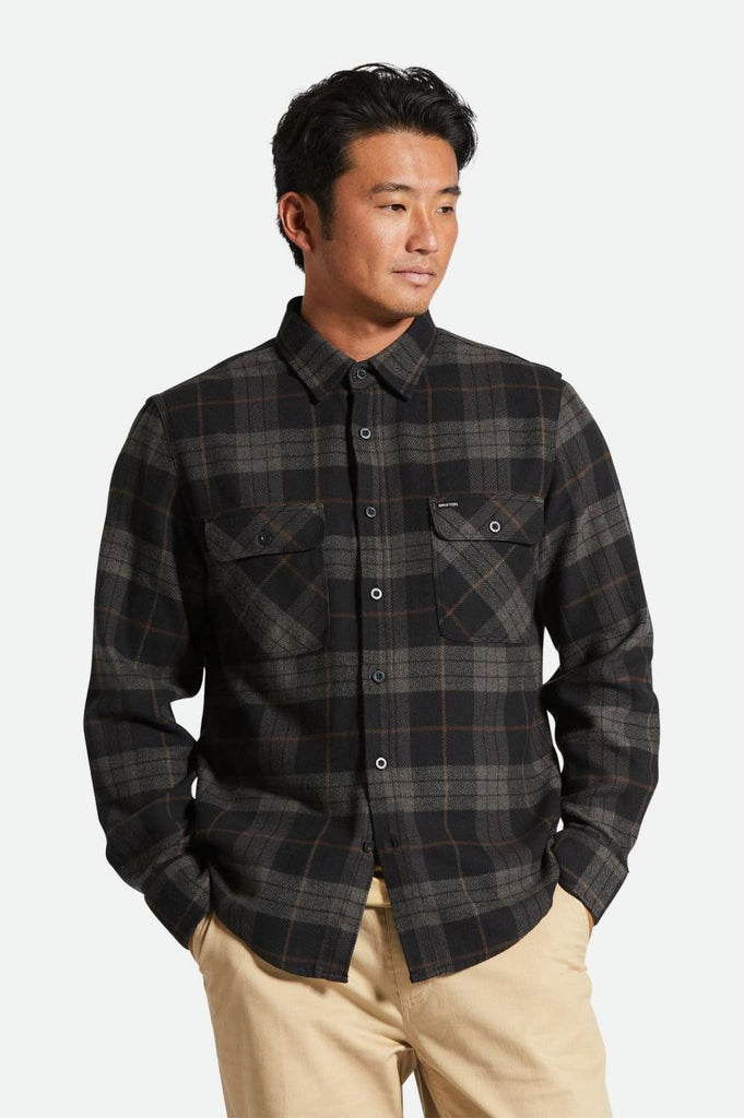 Men's Fit, Front View | Bowery Flannel - Black/Charcoal