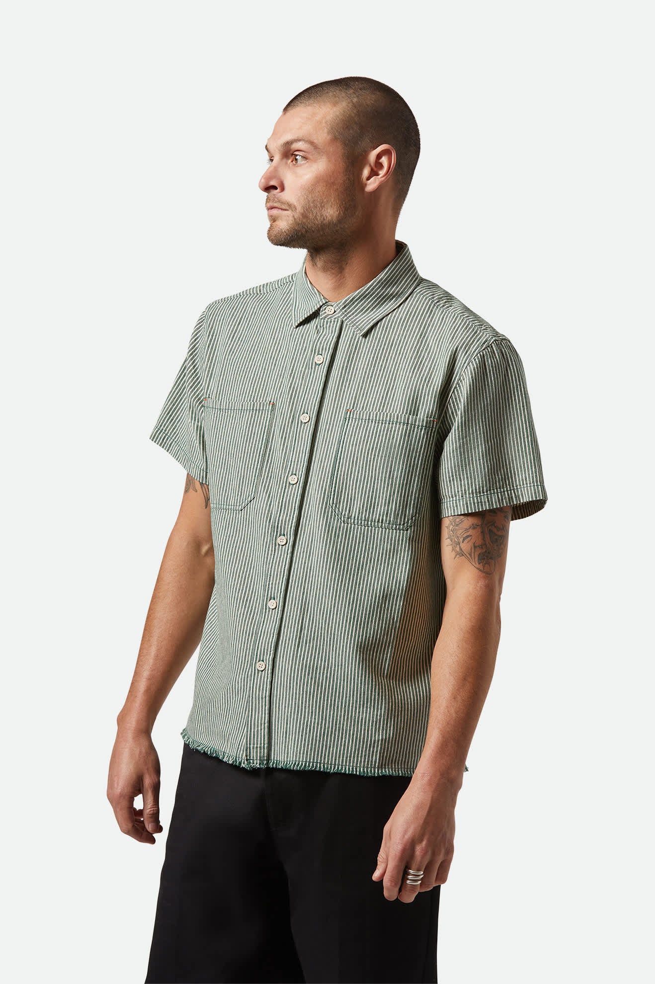 Men's Assembly S/S Shirt in the color Pine Needle/Whitecap - Men's Front View