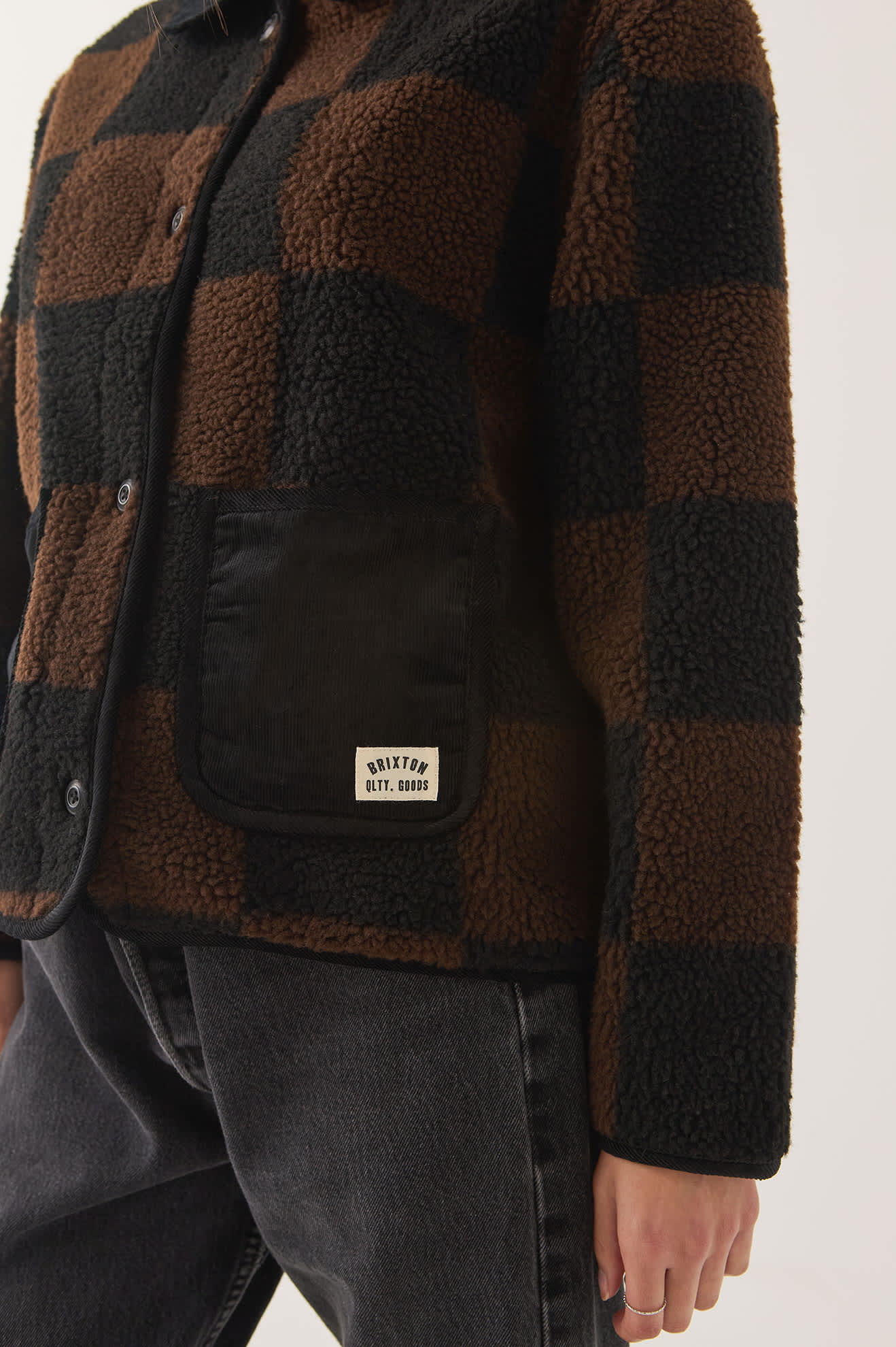 Women's Delilah Quilted Jacket in the color Black/Brown - Women's Side View