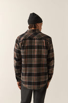 Men's Bowery Flannel in the color Black/Red Earth - Men's Back View