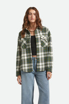 Women's Bowery Vintage L/S Overshirt in the color Green/Blue - Women's Front View